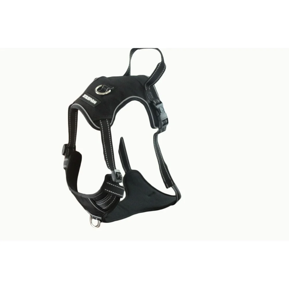 WINSEE No Pull Dog Harness Black Reflective Adjustable Oxford Pet Vest XLarge